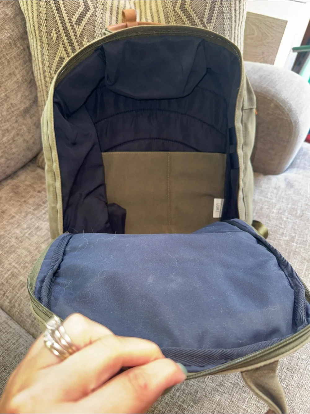 Olive Green Canvas Backpack - Minimal Everyday Carry